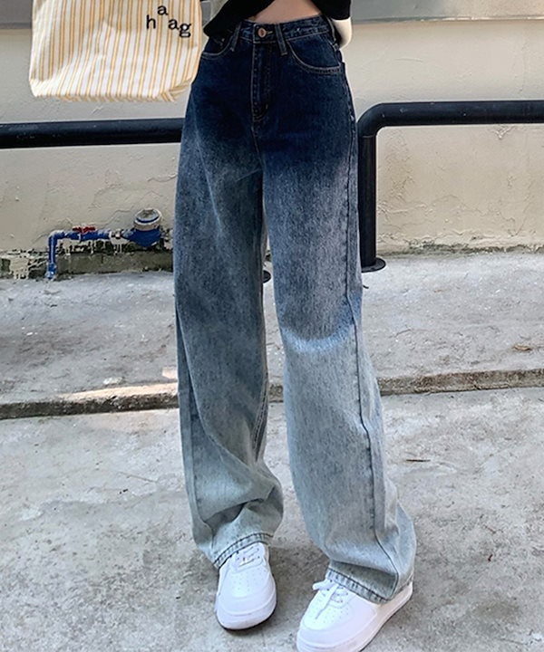 Ganni ジーンズ グラデーション ワイドレッグ ○関税送料無料○ GANNI（ガニー）の「Heavy Denim Wide Drawstring Jeans（デニム