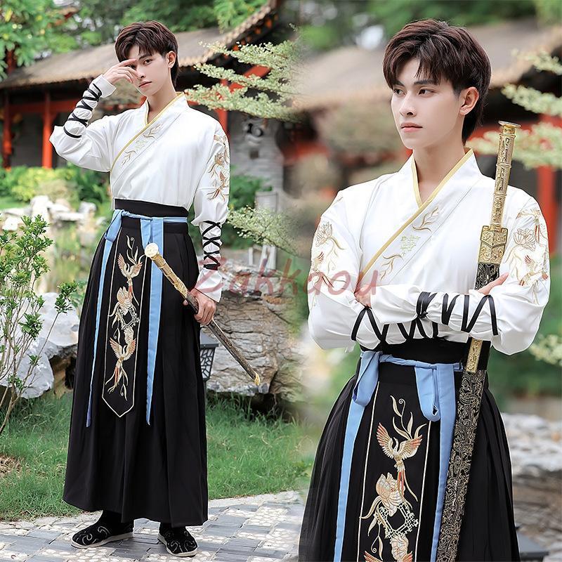 即納ありチャイナ服 男性 衣装 刺繍 プリント メンズ 漢服 唐装 中華服 衣装 中国古代服装 時代劇コスチューム 大人 学園祭 舞台演出服