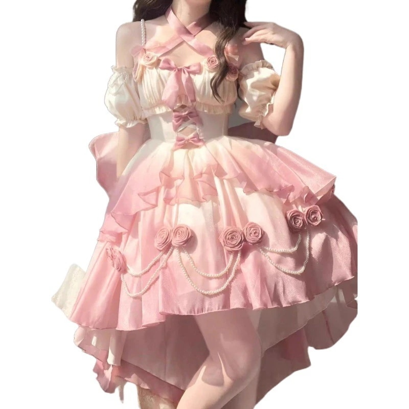 クリスマス衣装cosplay二次元cosサマーサスペンダードレス女達ジェスチャー愛しいロリータキュートガール ロリータドレススリングドレス サマードレス