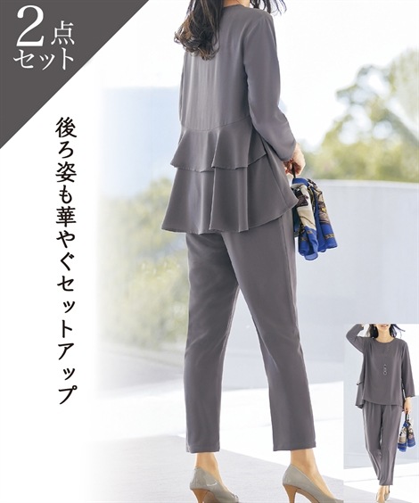 シャツ・ブラウス シニアファッション 後ろティアードセットアップ