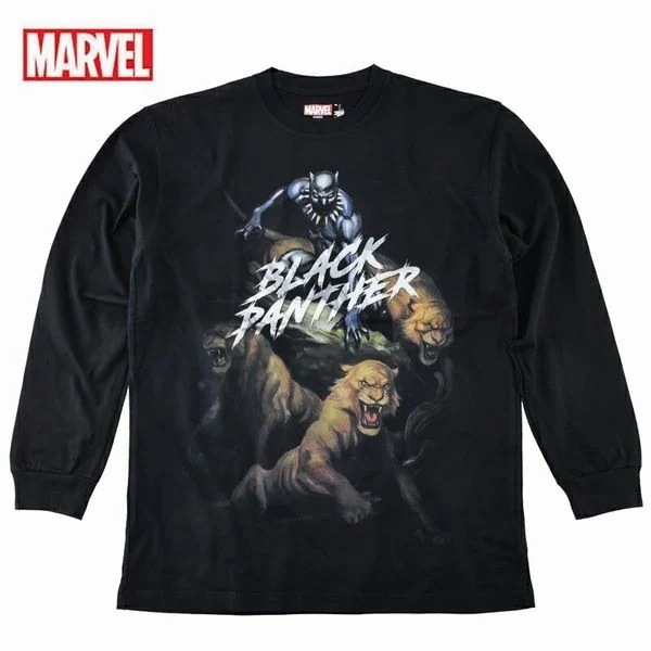 長袖 Tシャツ カットソー トップス メンズファッション MARVEL ロンT ブラックパンサー