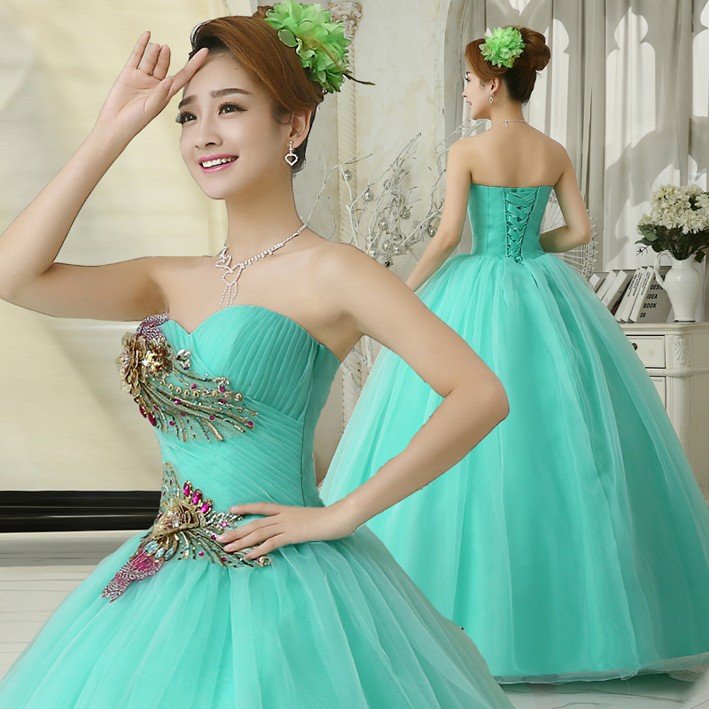 カラードレス ウェディングドレス ロングドレス 演奏会 コンサート 舞台衣装 大きいサイズ ワイン グリーン 6,298円