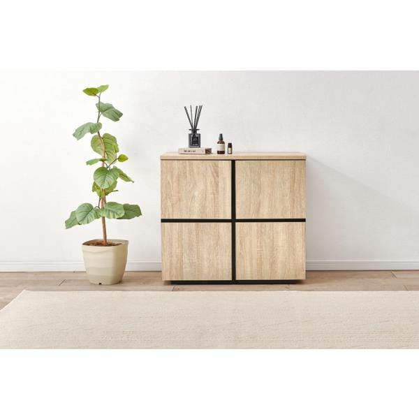 キャビネット サイドボード 引き出し 北欧 おしゃれ 木目柄 木製 シンプル 引き出し 扉付き ラック クールモダン 幅79cm