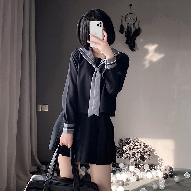 【1つ買うと10つ無料】基本的なjkユニフォームスカート人黒い色の黒人女性スーツ学生中級スーツカレッジスタイルセット