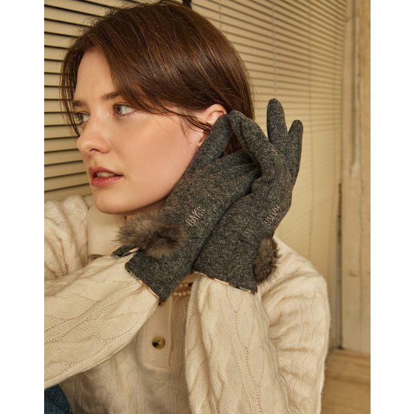 [25FW] [25fFW新商品][女性用手袋] グレーミンクファーウール手袋 DCGV5F431G2