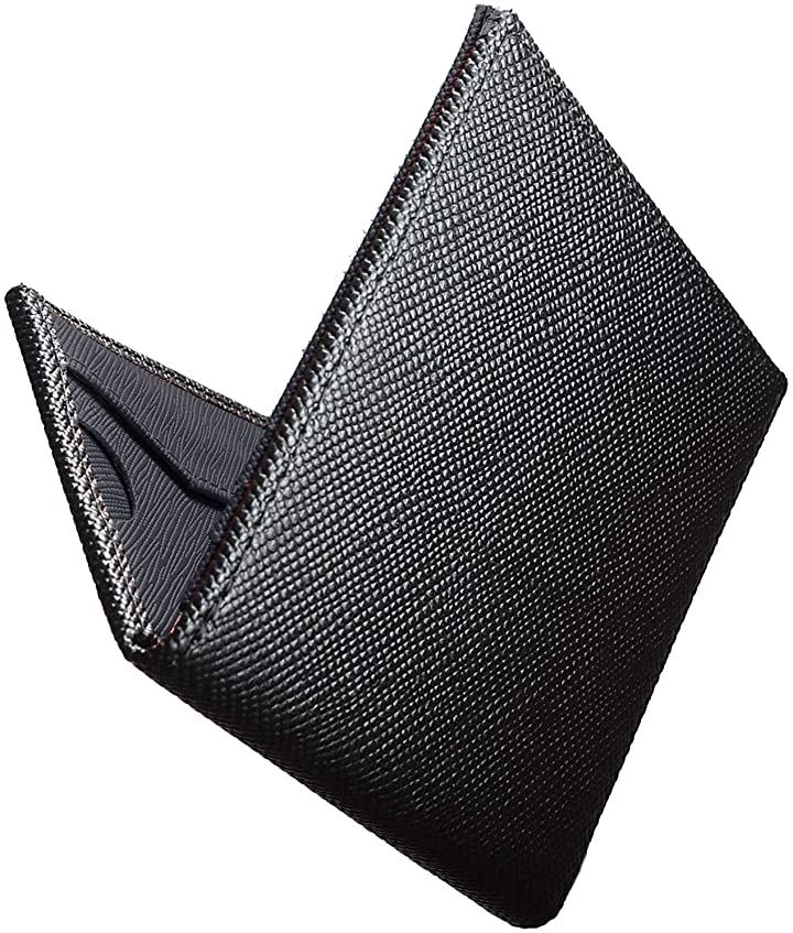 二つ折り財布 軽量 メンズ 人気 本革 キャッシュレス化対応 小さい ブラック BA( 11.ブラック)