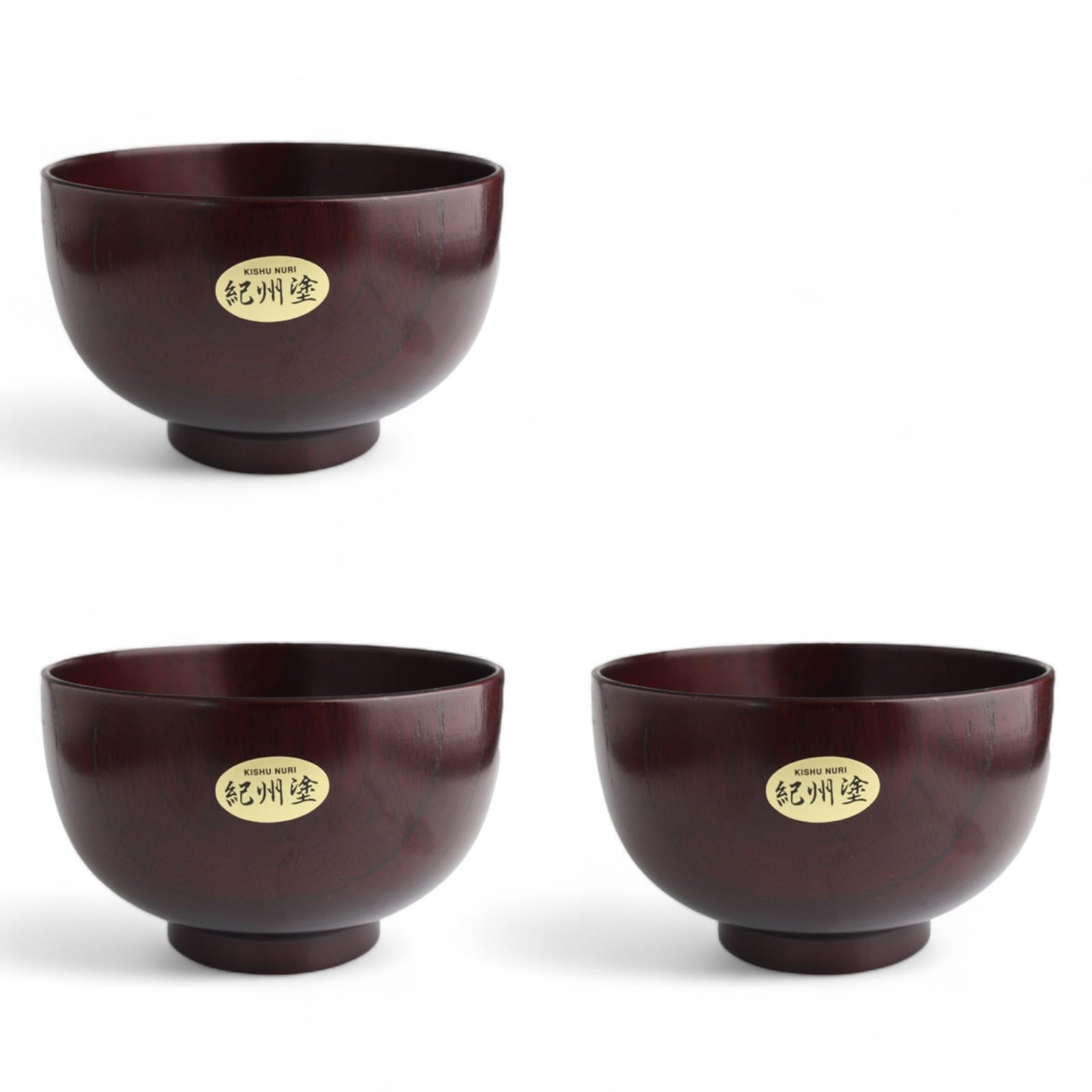J-kitchens 味噌汁 お椀 木製 紀州塗り shirahama ３個セット 13cm x 8cm