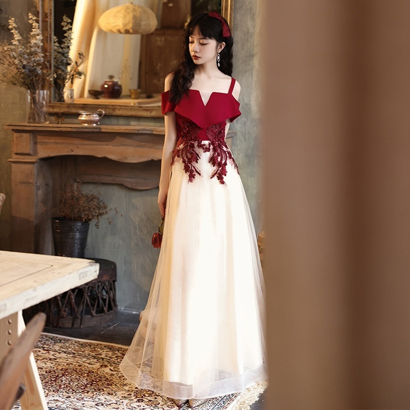 ドレス花嫁エンゲージメントドレスレッド2025女性のための夏のスリムなドレスドレス