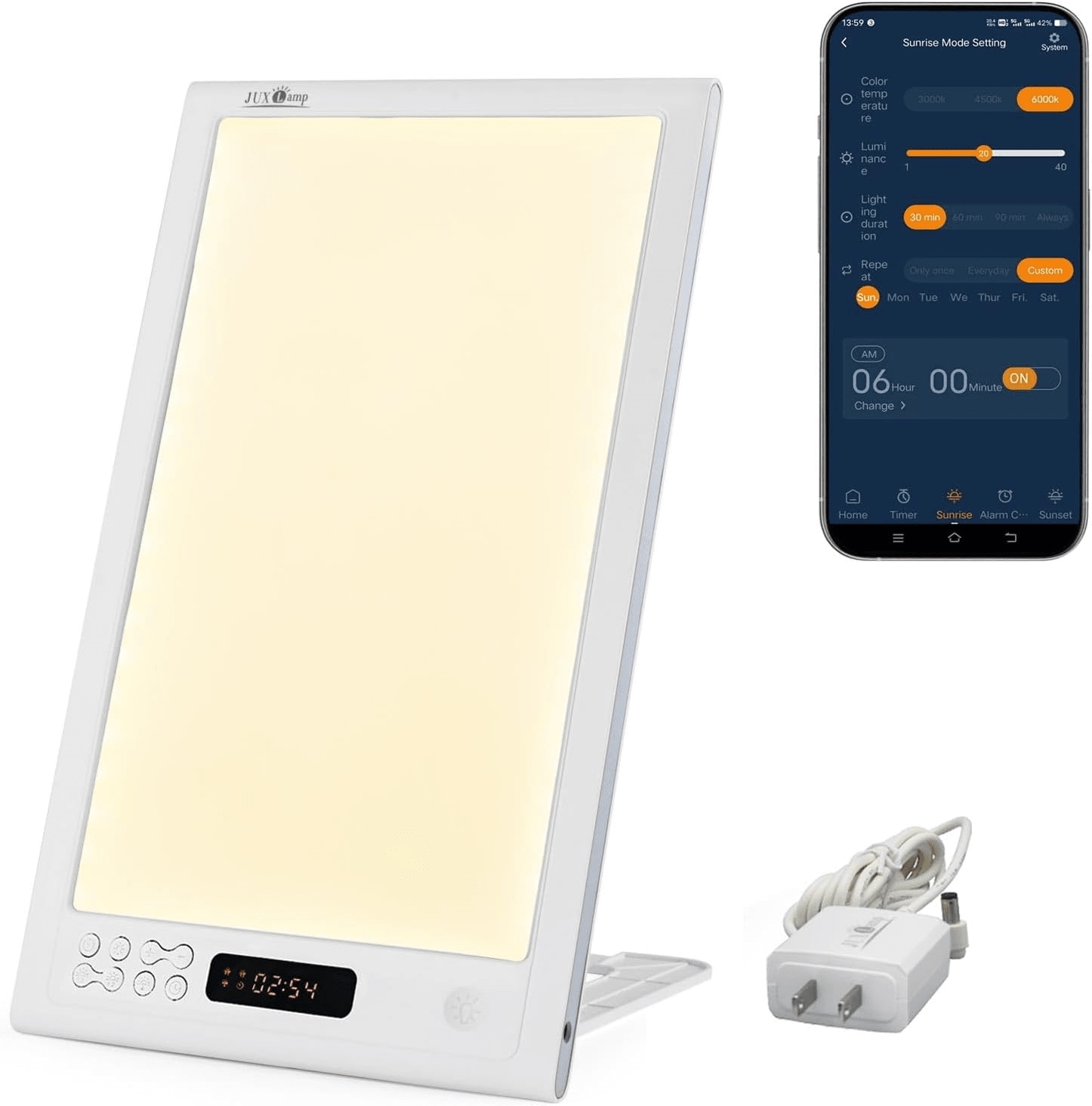 「翌日配達」高照度 光線 療法 12000lux フルスペクトル LED 光 目覚まし ライト APP 制御 体内時計 がリセット 寝坊 夜勤 時差ぼけ に適し 光 目覚まし時計 ベッドサイドランプ