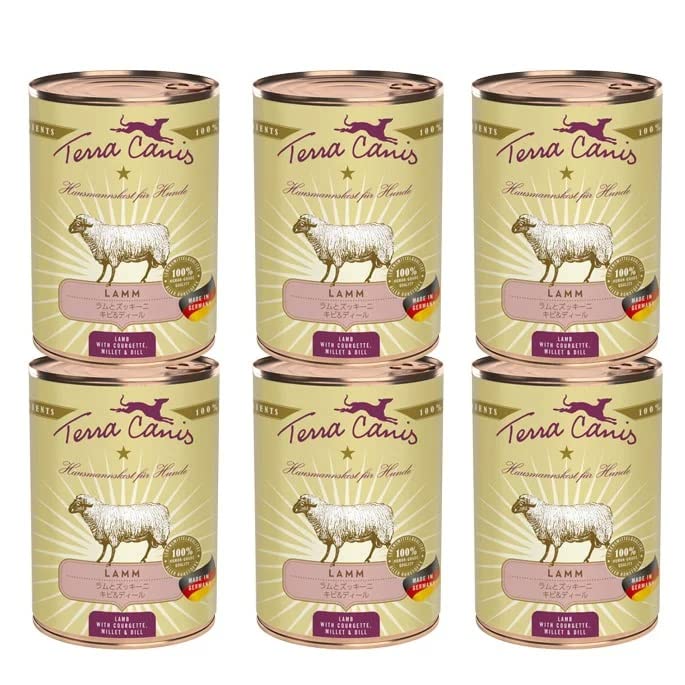 当日発送 犬用缶詰 テラカニス クラシック ラム肉とズッキーニ・キビ＆ディール (400g×6缶)