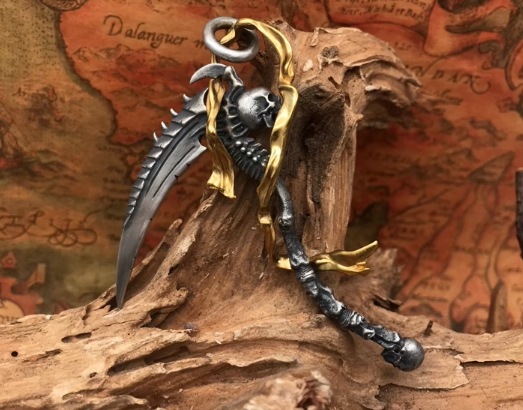 職人ハンドメイドカスタムオリジナルデザインカスタムシルバーウェアシニガミサイス 925 スターリングシルバーメンズペンダントネックレスペンダント