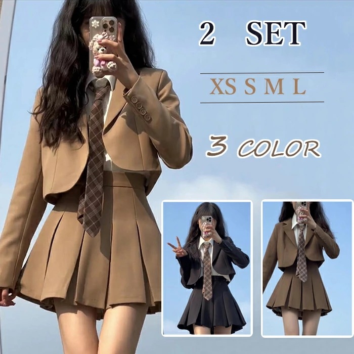 入学式 卒業式 スーツ 女の子 2点セット 高校生 中学生 韓国 制服 スーツ ジャケットコート 制服学院風 女子制服 卒業式 ジャケット シャツ スカート 女の子 スクール フォーマルスーツ 卒服