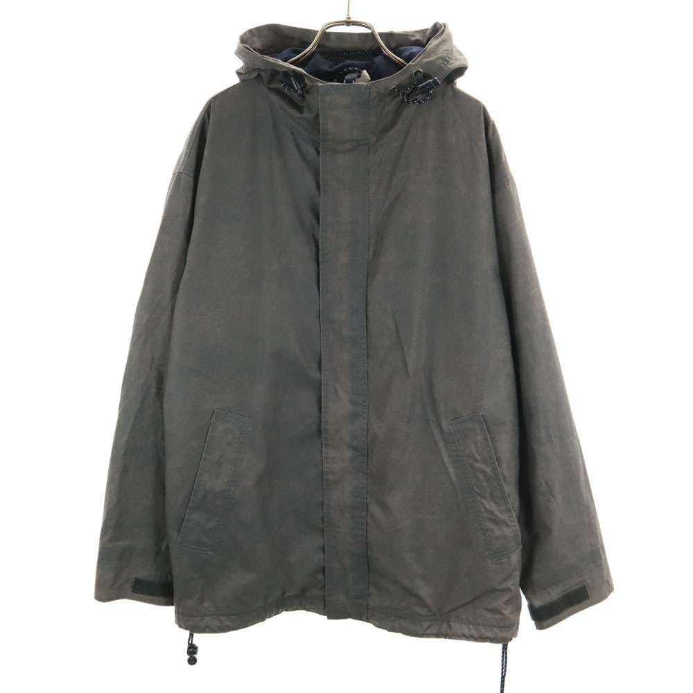 コーティング加工 フーデッド ジャケット S グレー メンズ