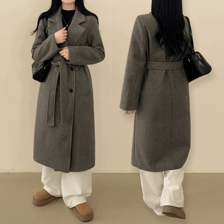 [ブランドクオリティ！柔らかいです] キルティング裏地 ダブル テーラード 腰 ストリング ストラップ 冬 ロングコート (4color)