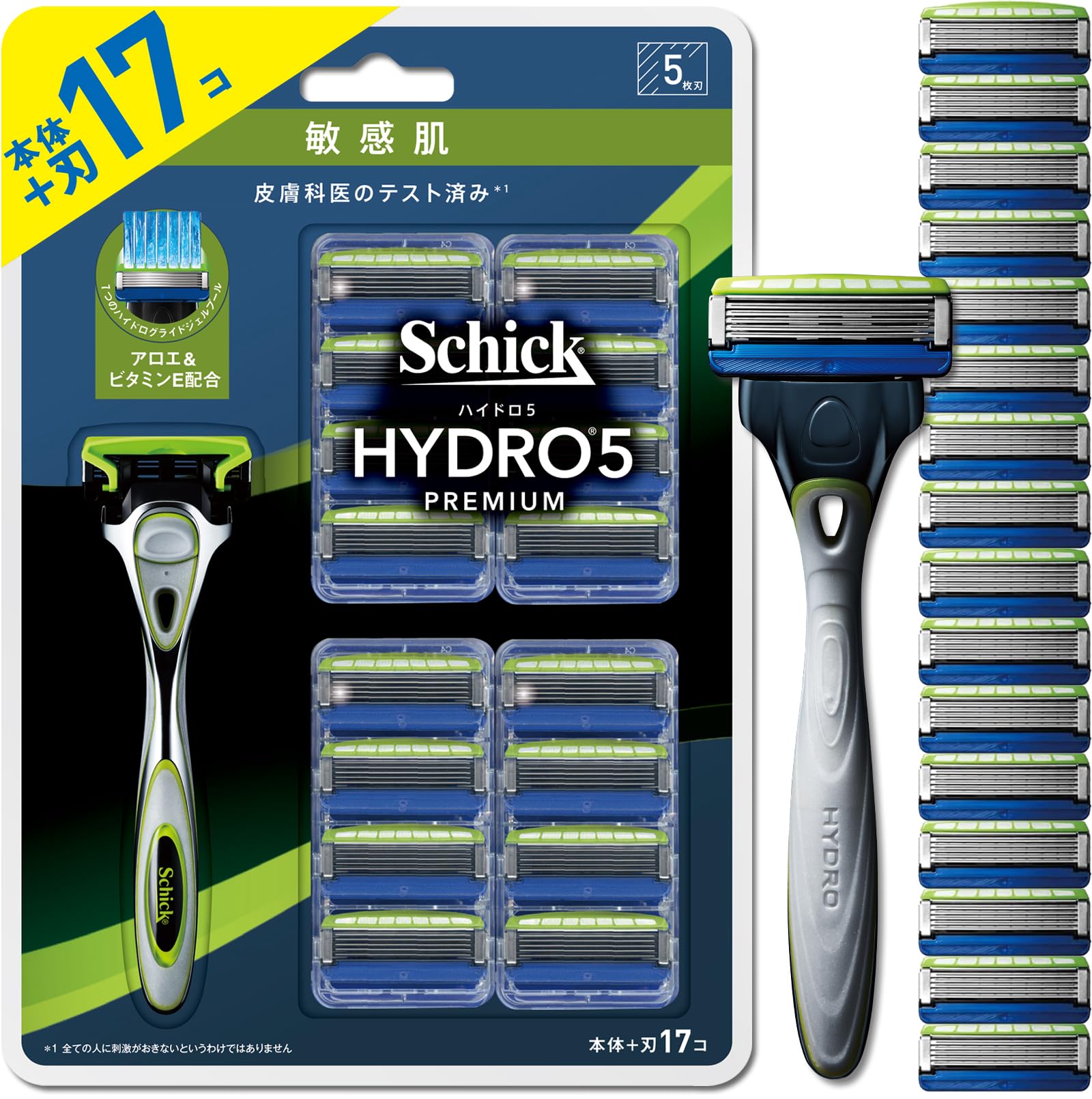 Schick(シック) ハイドロ5プレミアム 敏感肌 クラブパック(ホルダー(刃付き)+替刃16コ) 髭剃り カミソリ 男性用 シルバー