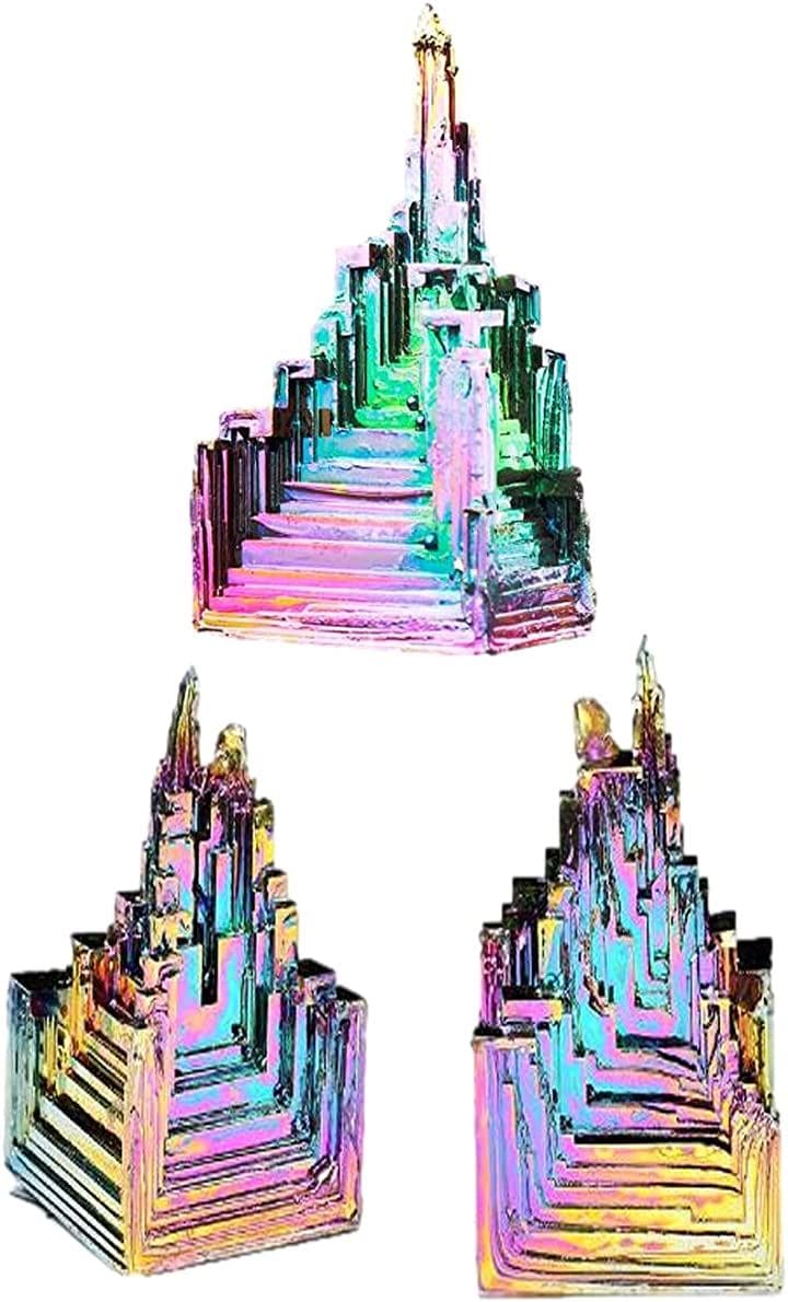 ビスマス 人工結晶 鉱石 3個セット 金属鉱物 標本研究( 100g)