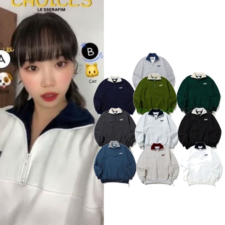 [LESSERAFIM チェウォン 着用]ビンテージ半ジップアップ 10 Color