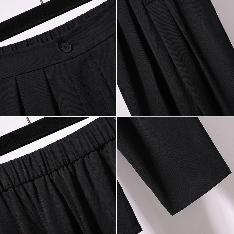 パンツレギンスワイドパンツ揚げ街ズボンの大きいサイズの婦人服のゆるい痩せストレートパンツ夏の薄い九分スーツカジュアル 上品 5L 韓国ファッション 4L ズボン レディース 春夏 大きいサイズ 5l