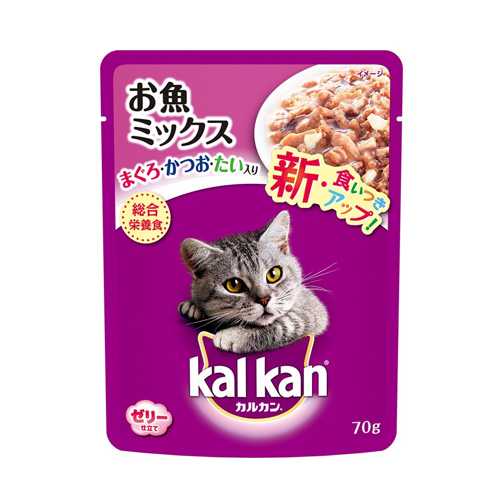 パウチ　お魚ミックス　まぐろ・かつお・たい入り　７０ｇX１６０袋　キャットフード　ＣＲＣ35―20―70―20―55