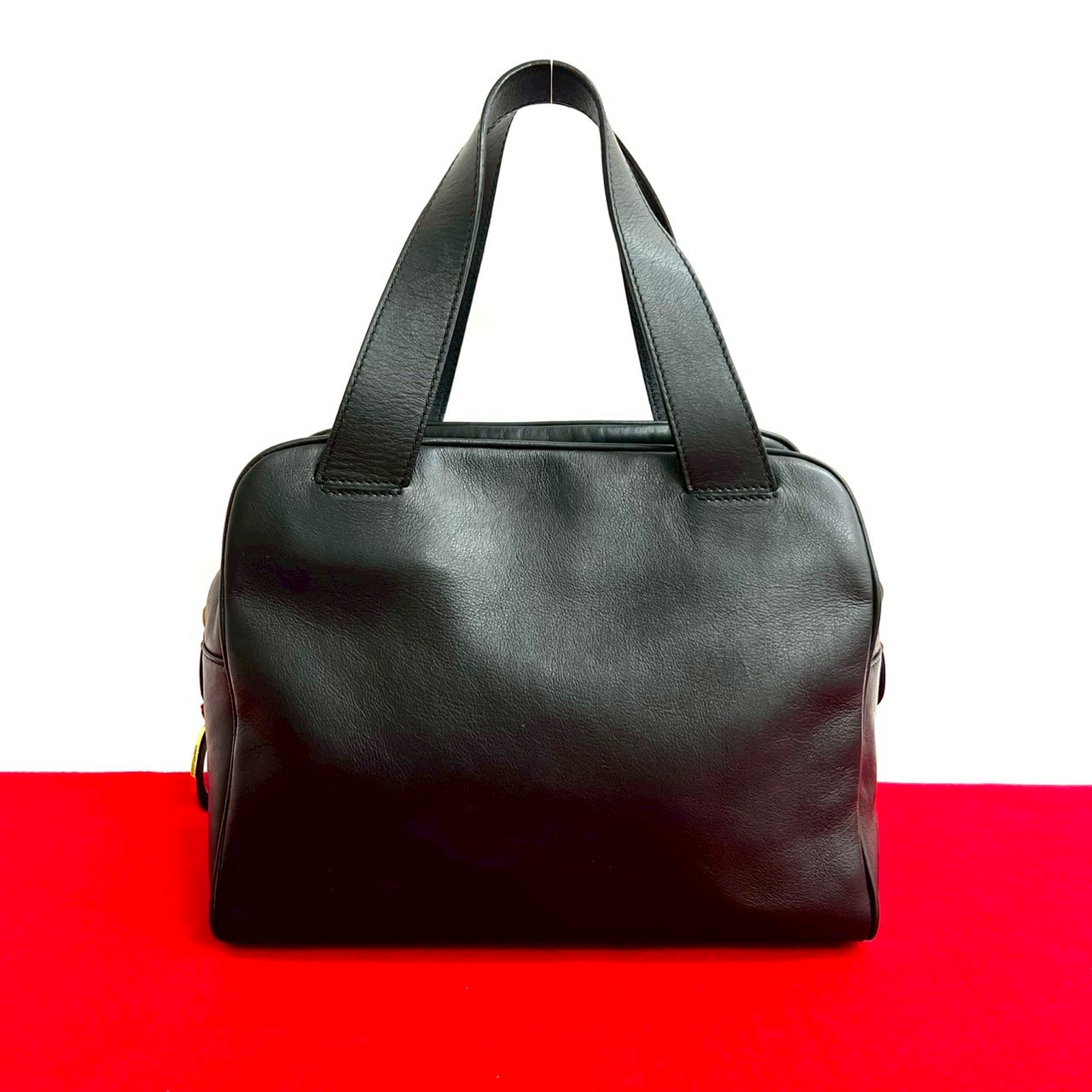 ヴィンテージ サークルロゴ 金具ハンドバッグ レザー ネイビー 74531