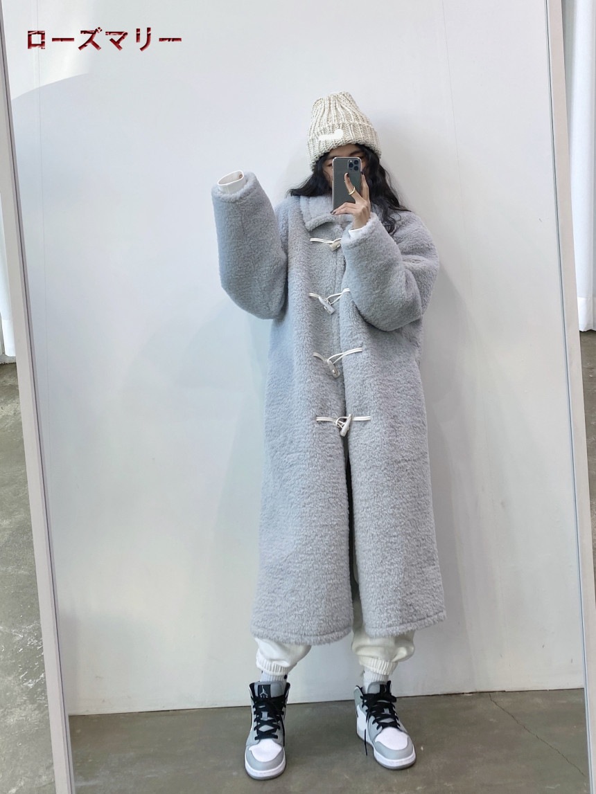 Korea 21の11月新品 厚手のコートジャケット暖かい人工ファー フェックファー