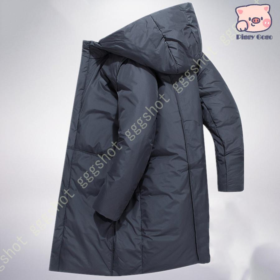 冬の新作ダウンジャケット メンズ 軽量 ダウンコート アウター 中綿 フード付き ボリュームネック 暖かい ロングコート 秋 冬 登山 ビジネス カジュアル アウトドア