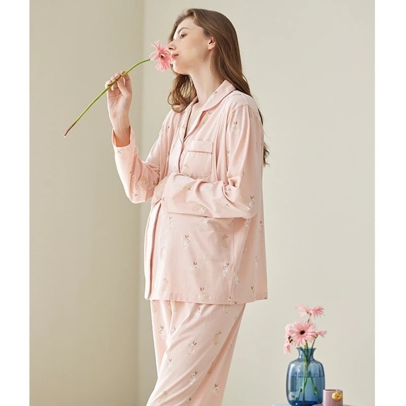 マタニティ・ナイトウェアコットンマタニティパジャマ ホームウェアセット