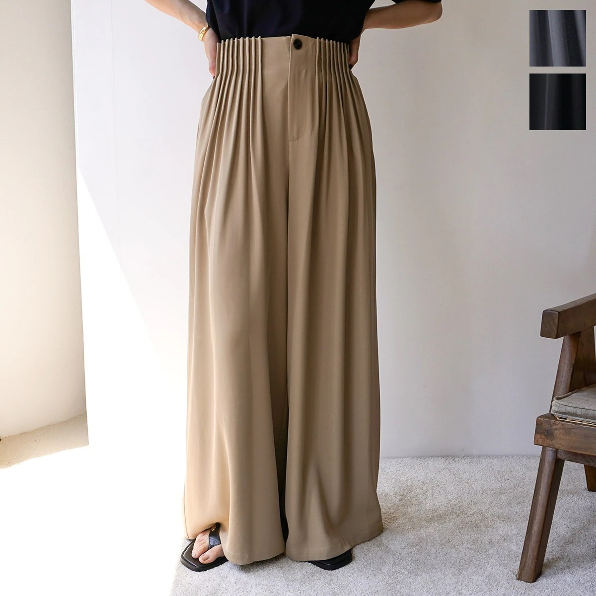 CYAN tokyo シアン トーキョー バギーパンツ 501327 レディース ワイドパンツ ギャザー ピンプリーツ イージーパンツ カラー3色 【mega】