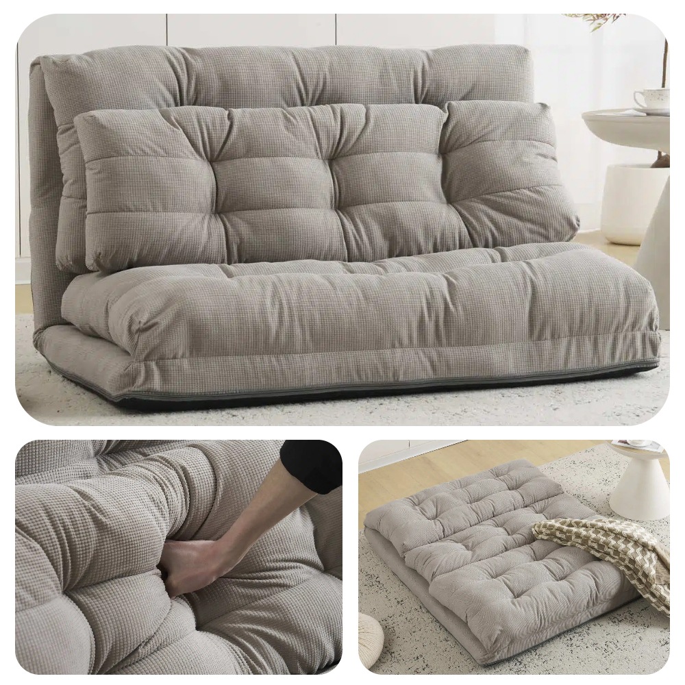 【国内発送&送·料·無·料】ソファーベッド ローソファー ソファベッド 幅108cm マルチに使える3WAY 2人掛け 座椅子 クッション付き 6段階リクライニング 1人掛け 折りたたみ ソファ コン