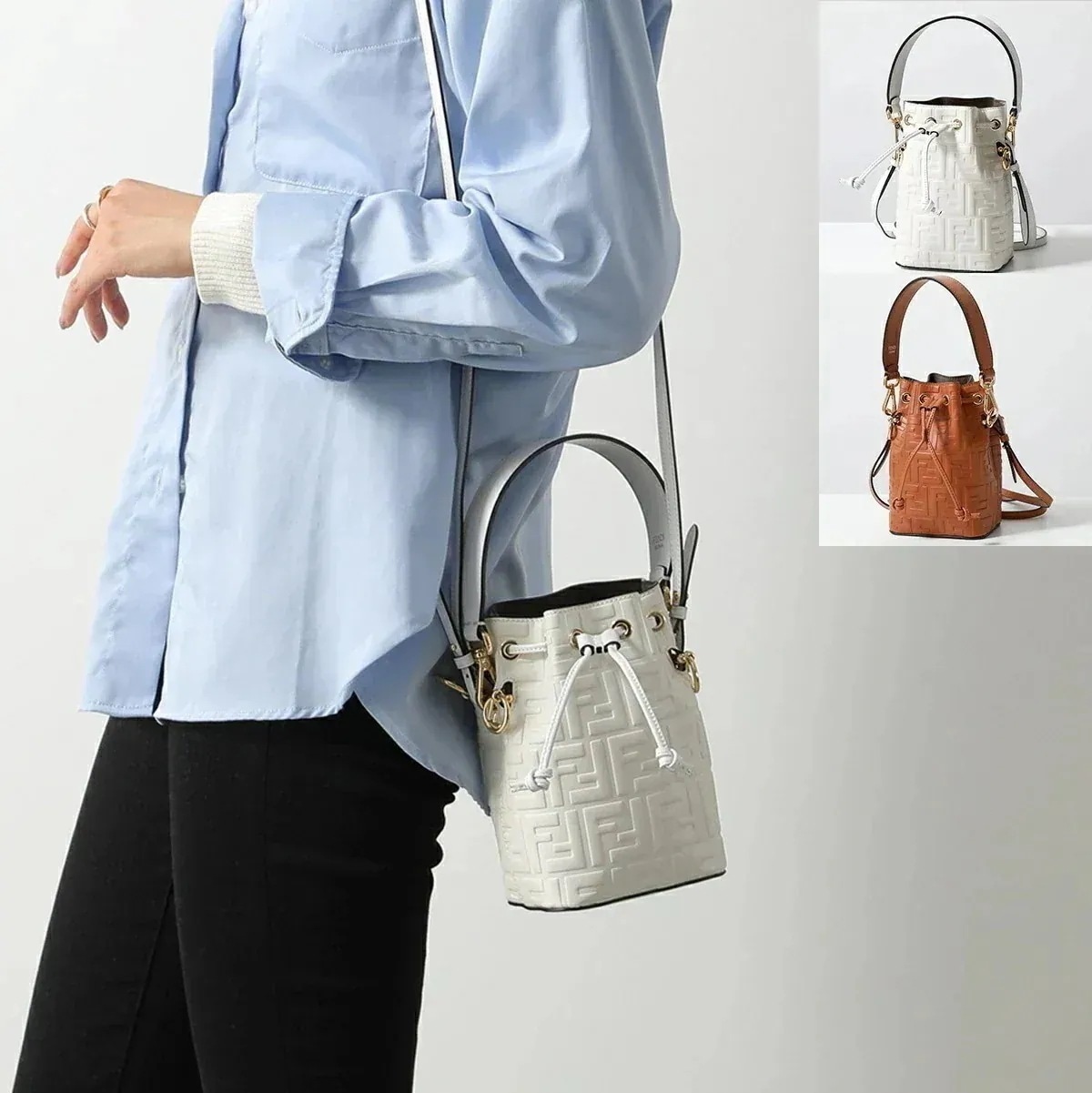 FENDI フェンディ ショルダーバッグ MINI MON TRESOR ミニ モン トレゾール 8BS010 A3ZG レディース FFロゴ ズッカ柄 ハンド