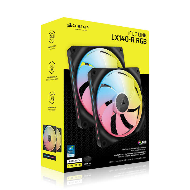 コルセア　CORSAIR　iCUE LINK LX140-R RGB Dual Fans Reverse Starter Kit　CO-9051052-WW