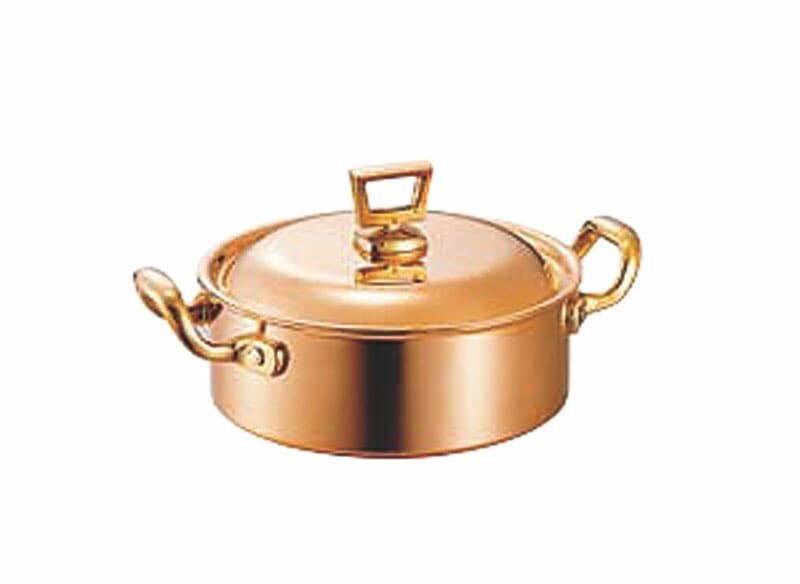 和田助製作所 銅両手鍋 浅型 蓋付 18cm鍋