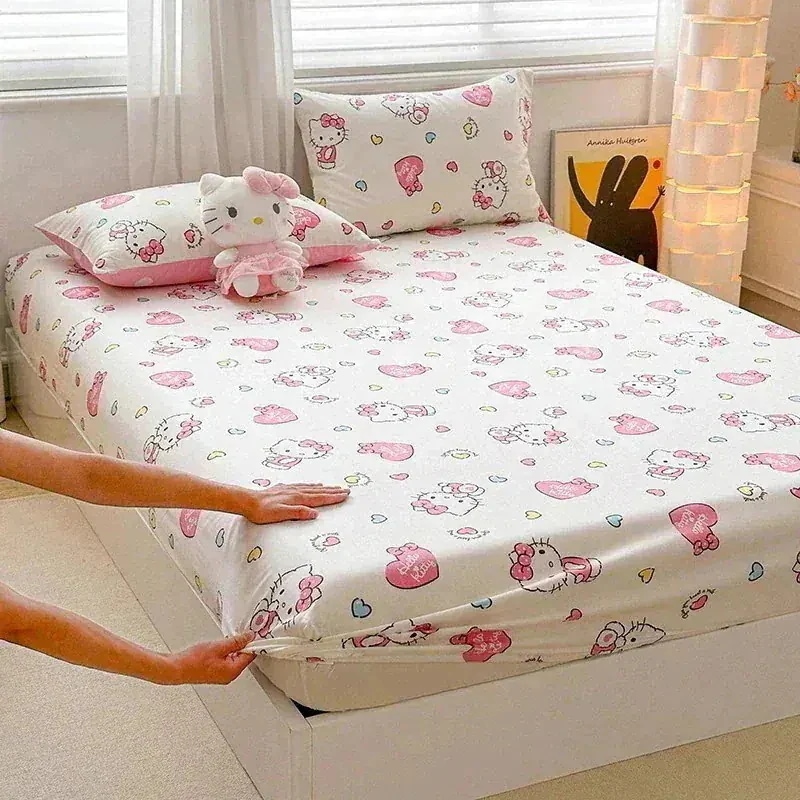 [ハローキティ]ハローキティ/コットンシーツ/シングル/ピュアコットン/サンリオ/カートゥーン/シングル/ダブル/ベッドスプレッド新型ハローキティグッズ