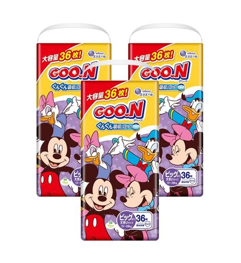 【パンツ BIGより大きいサイズ】グーン ぐんぐん吸収パンツ おむつ (まっさらさら通気) (13~28KG) 108枚(36枚×3) [ケース販売] 【AMAZON.CO.JP限定】 ディズニーデザ