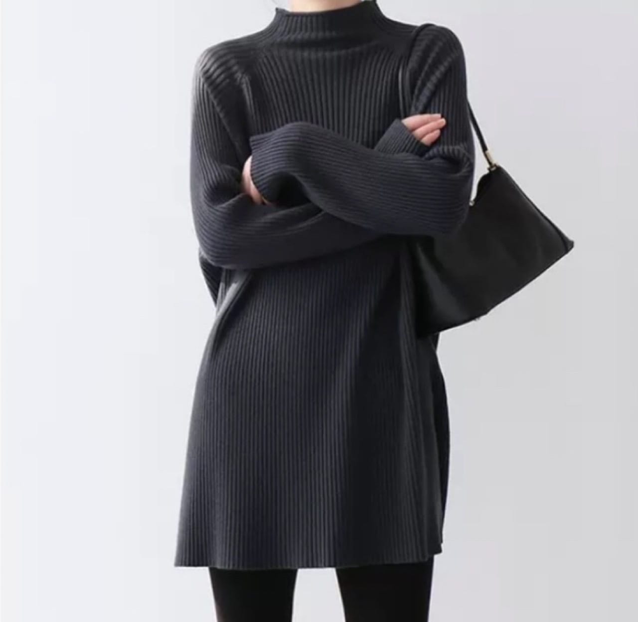 チュニック セーター オーバーサイズ ハイネック ザックリ 美ライン ニュアンス 伸縮性 ストレッチ カラバリ かわいい 大人可愛い きれいめ シンプル カジュアル 大人 上品 おしゃれ お洒落