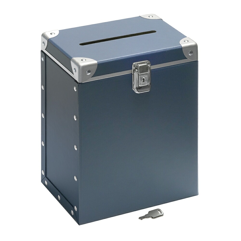 コレクト 投票ボックス パスコ製 投書箱/ご意見箱/入札箱/募金箱/アンケートBOX 紺 M-512-BL