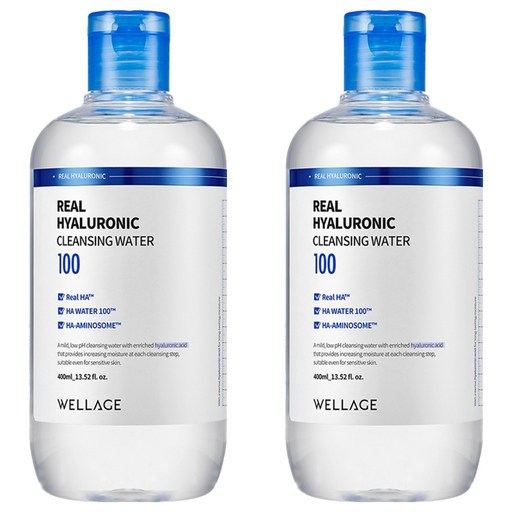 リアルヒアルロニッククレンジングウォーター 400ml 2個 弱酸性 メイク落とし