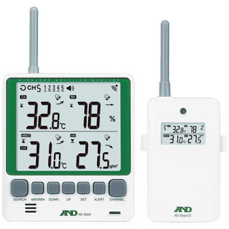 A＆D　A&D マルチチャンネルワイヤレス環境温湿度計 セット　AD5664SET
