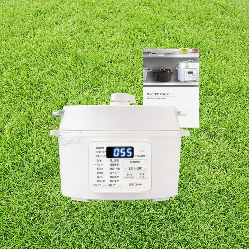 アイリスオーヤマ 電気圧力鍋 圧力鍋 3L 3~4人用 低温調理可能 卓上鍋 予約機能付き レシピブック付き ホワイト PC-MA3-W