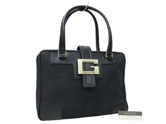 グッチ ハンドバッグ Gロゴ キャンバス×レザー 001-5155 ゴールド金具 ブラック ショルダーバッグ トートバッグ ショッピングバッグ 鞄 ブランド ビジネス【本物保証】