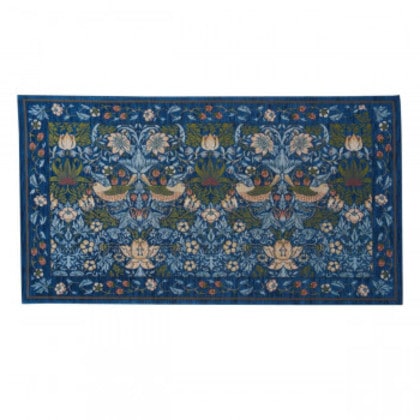 川島織物セルコン Morris Design Studio イチゴドロボウ マット 約67×120cm FH1709A B ブルー