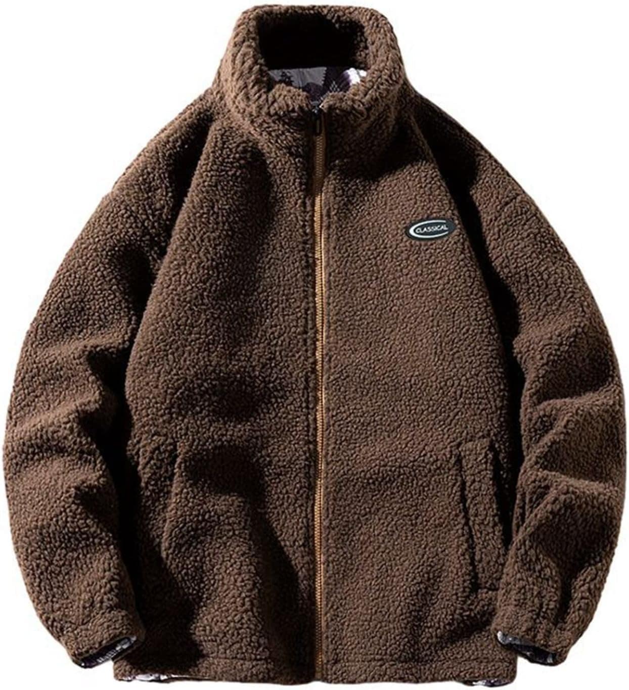 ボアジャケット メンズ モコモコ ボアフリース ジャンパー 冬用 ボアコート 厚手 立ち襟 アウター 防寒着 保温性 カジュアル アウトドア 通勤 通学 登山 ボアブルゾン パーカー 男女兼