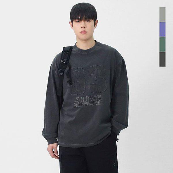 メンズウォッシングヴィンテージアップリケ長袖TシャツSWY021