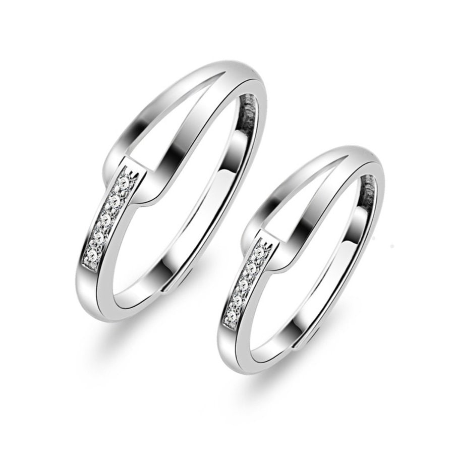 指輪 レディース X型リング サイズフリー ダイヤ ウエーブライン シルバー925 プラチナ仕上げ