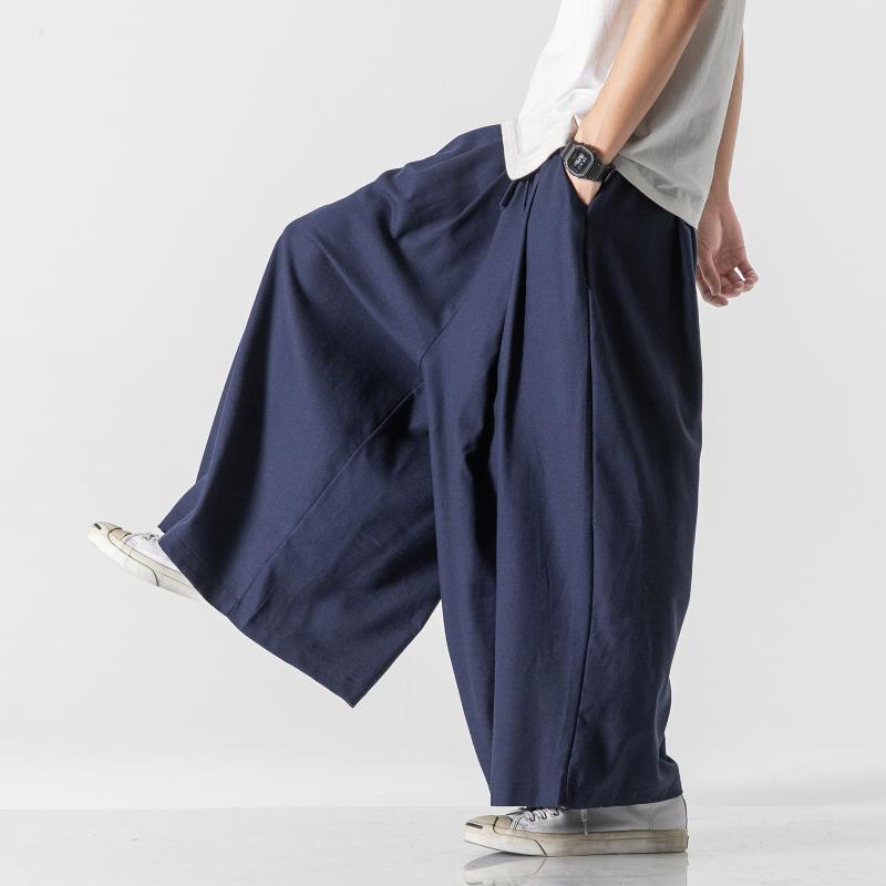 2026年モデルパンツ メンズ 夏用 ワイドレッグ ロング 綿麻素材 ストレート 中国 カジュアル ユニセックス 日系 ワーク 大きめサイズ 通気性 軽量 普段使いパンツ メンズ 夏用