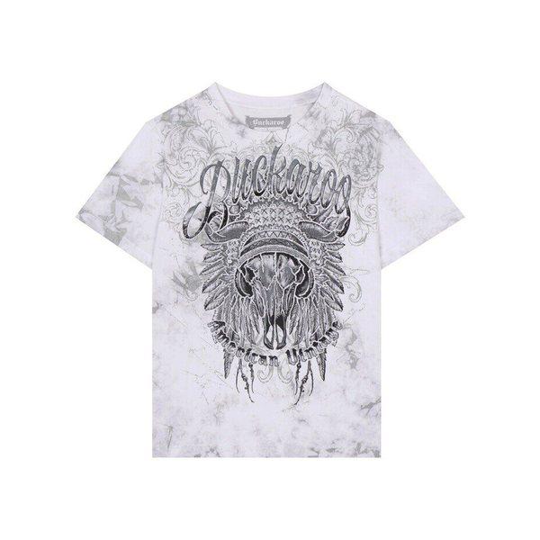 PREMIUM ヴィンテージ スカルアップリケ 半袖Tシャツ 252TS392-01_IC