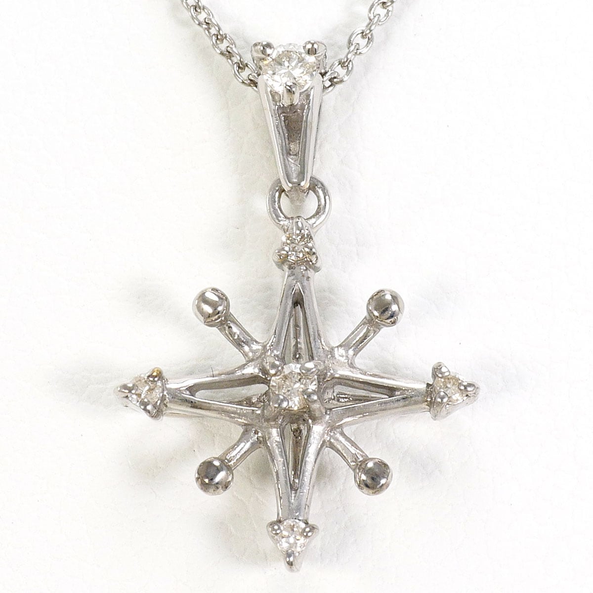 K18 18金 WG ホワイトゴールド ネックレス ダイヤモンド 0.08ct 総重量約2.5g 約40cm 中古