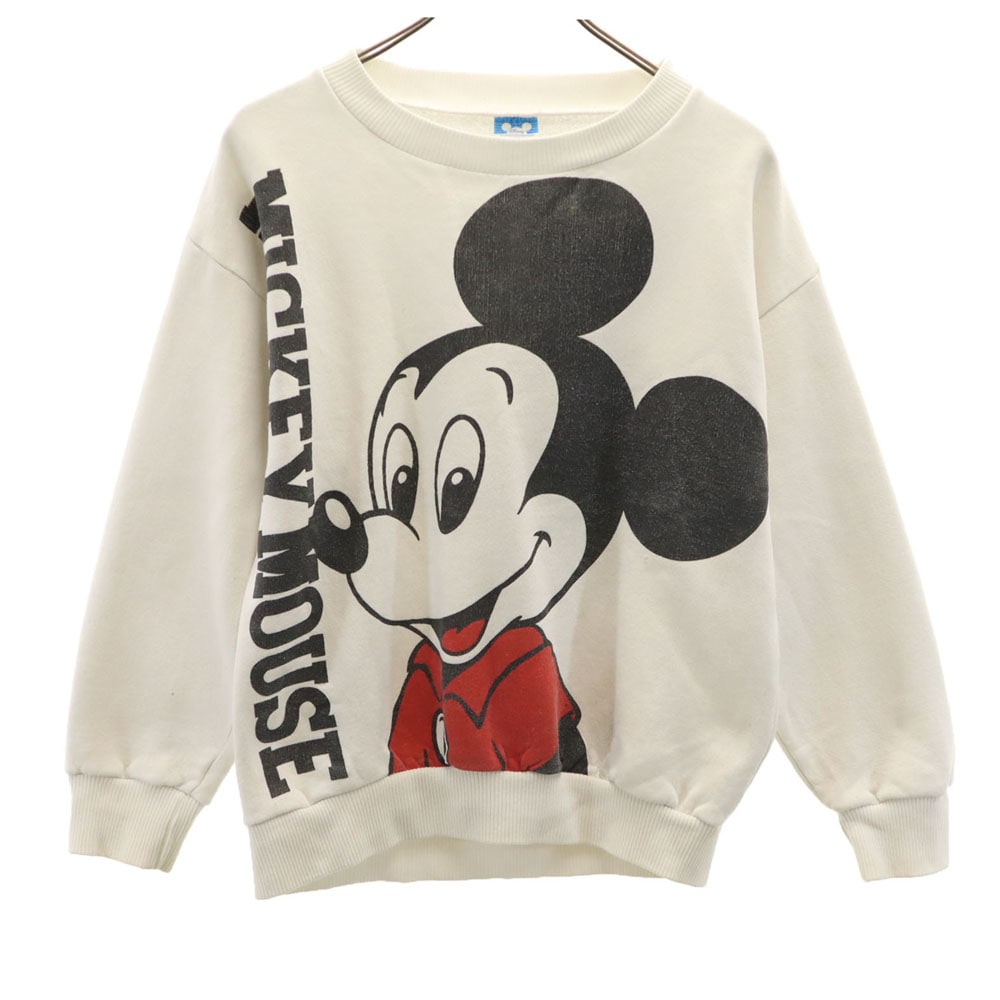 90s オールド USA製 両面プリント 長袖 トレーナー S ホワイト 裏起毛 メンズ 古着