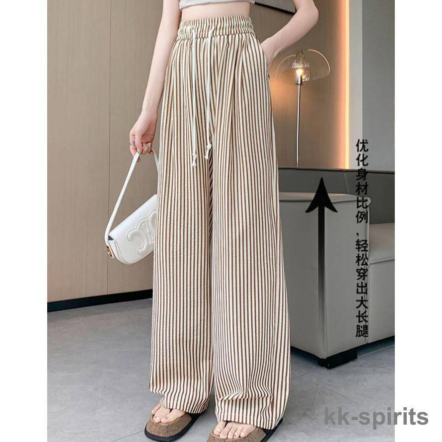 ワイドパンツ レディース ボトムス ストライブ イージーパンツ 綿麻風 パンツ 大人カジュアル ナチュラル 森ガール
