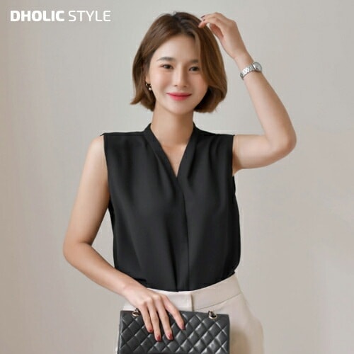 Vネックノースリーブブラウス・p529407